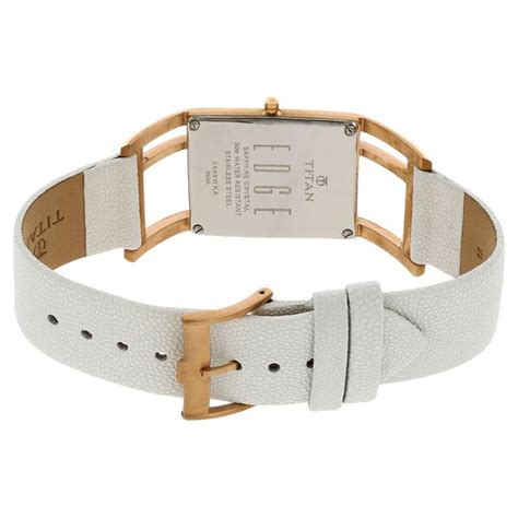 Buy Online Titan Edge White Dial Women Watch With Leather Strap ...