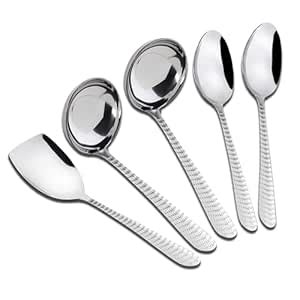 AXIOM Serving Spoons Stainless Steel 5 Piece Heavy Gauge Non-Stick Set ...