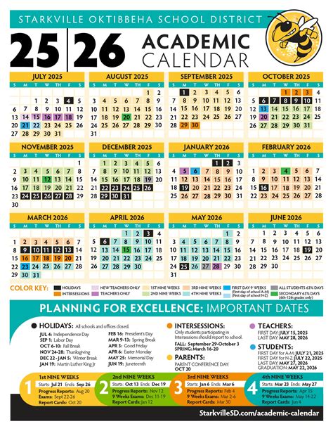 STARKVILLE OKTIBBEHA SCHOOL DISTRICT 25-26 Calendar Revised [pdf ...
