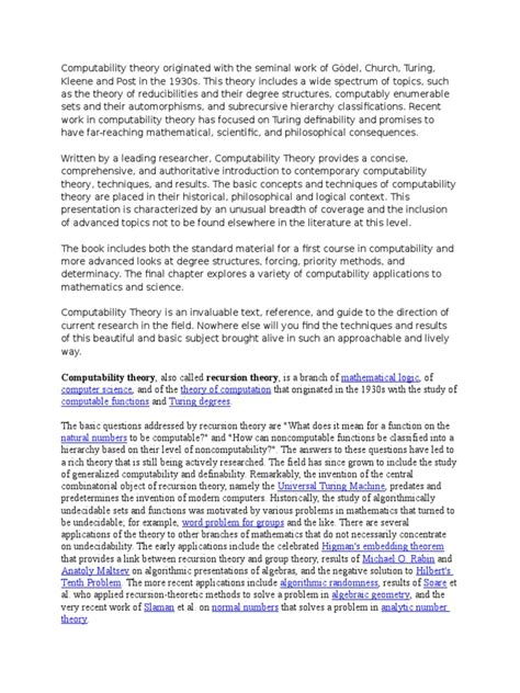 Image result for Computability Theory Introduction