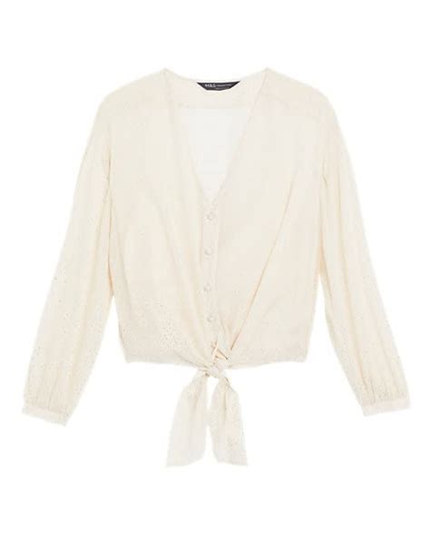 Buy Marks & Spencer Sparkly Polka Dot V-Neck Tie Front Blouse ...