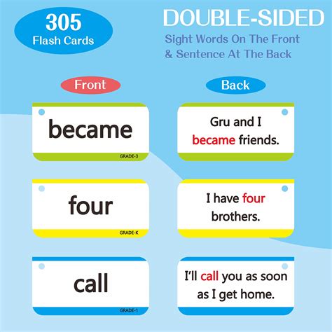 Buy 305 Dolch & Fry Sight Words Flash Cards, Include 250 Words with ...
