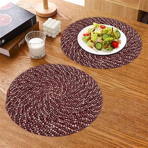 Buy Kuber Industries Side Table Mats | Round Feather Table Mat | Bed ...