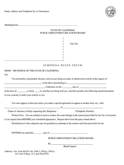 Fillable Online SUBPOENA DUCES TECUM Fax Email Print - pdfFiller