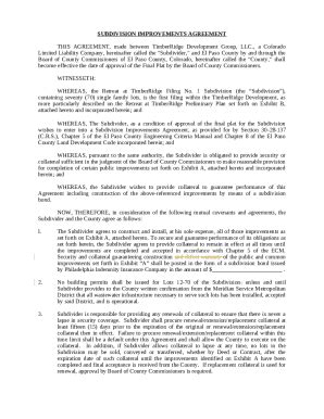 Subdivision Construction Agreement sample Doc Template | pdfFiller
