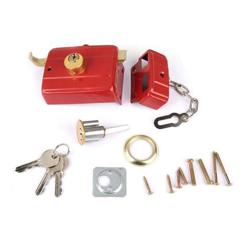 Buy Metal Waterproof Night Latch, Latch Deadbolt Rim Lock, Red Vertical ...