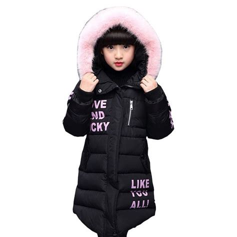 Children Down Coat Winter Teenager Thickened Hooded Cotton-padded Parka ...