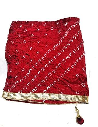 C&G INDIA Women's Self Design Art Silk Dupatta (CG-BNDJ-07_Dark Red ...