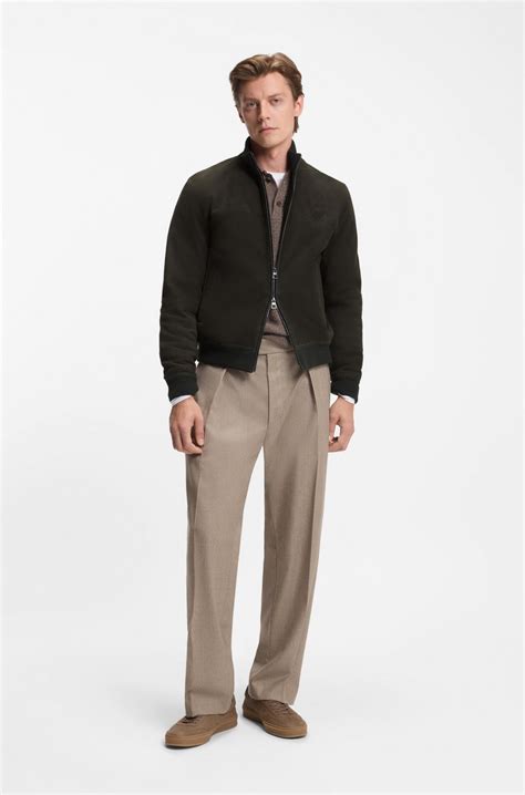 BOSS - BECKHAM x BOSS shearling jacket with two-way zip - Dark Green