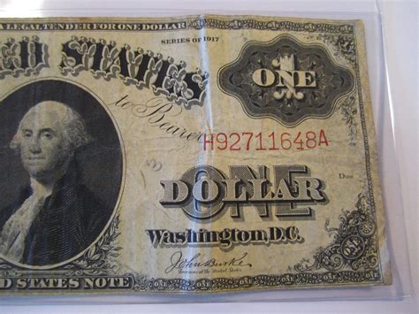 1917 $1 One Dollar Bill Red Seal United States Large Currency Note ...