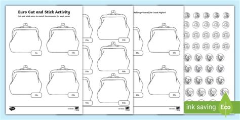 First Class Cut and Stick Euro Worksheet (teacher made)