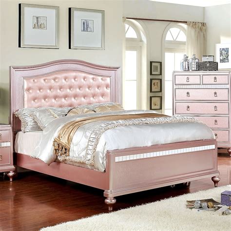 Furniture of America Denham Rose Gold Full Wood Panel Bed IDF-7171RG-F ...