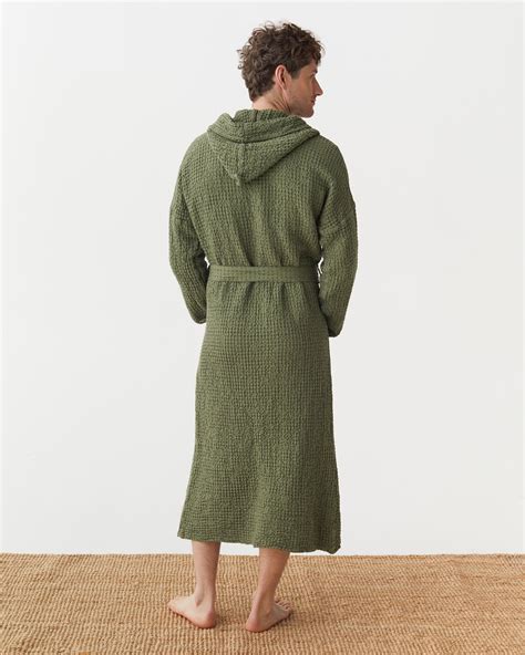 Men's Waffle Linen Robe in Forest Green | MagicLinen | Linen robe ...