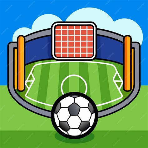 Soccer field with goal sign vector icon illustration goal net and ...