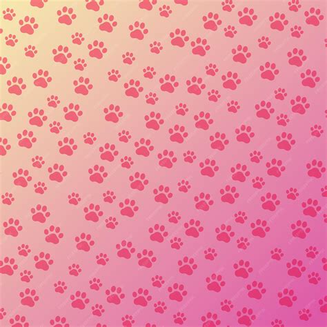 Premium Vector | Pet paw prints pink color dog steps Background