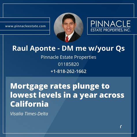 Raul Aponte on LinkedIn: Mortgage rates plunge to lowest levels in a ...