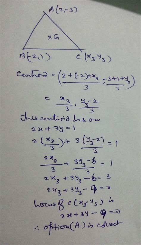 Let A (2, -3) and B(-2, 1) be vertices of a triangleABC. If the ...