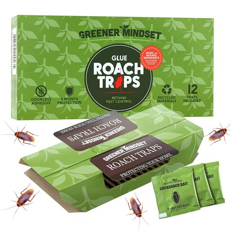 Greener Mindset 12 Pack Cockroach Traps with Bait Included | Premium ...