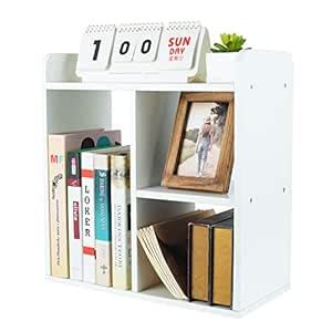 PAG Desktop Bookshelf Assembled Countertop Bookcase Wood Desk Organizer ...