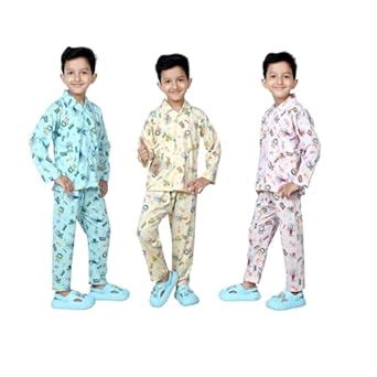 Buy Chiclift Kids Cotton Night Suit Set - Pack of 3 Full Sleeve Shirt ...