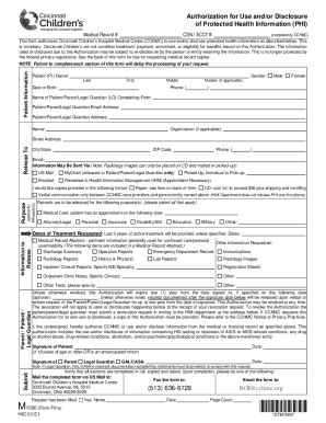 2021-2025 OH Cincinnati Childrens Authorization for Use and/or ...