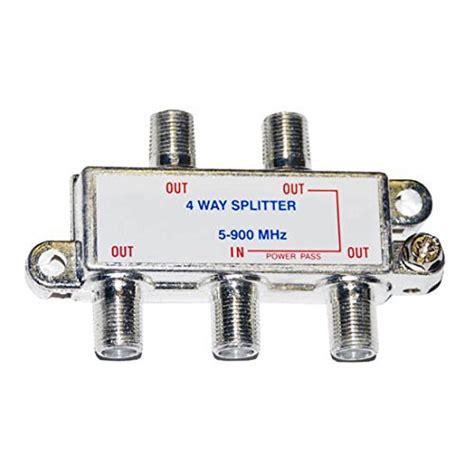 4 Way Splitter Antenna Video Signal 5-900 MHz with 75 Ohm Coax Cable ...