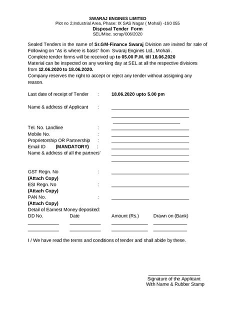 Image result for Garbage Collection Tender Sample