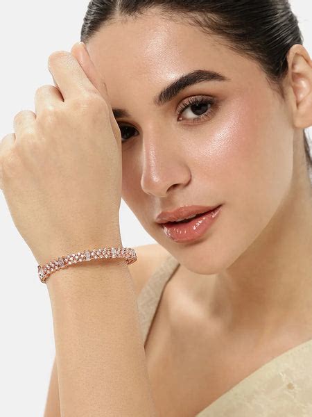 Twinkling Crystal Layered Kada Bangle - Rose Gold – Peora