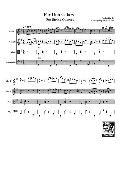 [Sheet] Por Una Cabeza Violin PDF lyrics & chords