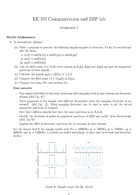 EE Communication and DSP Lab: Assignment 1 - Matlab Tasks and Analysis ...