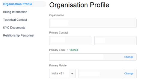 Organisation/Account Profile | Ananta Cloud Technical Documentation