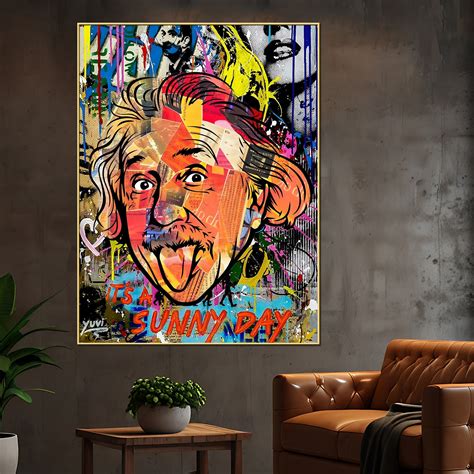 Funky Albert Einstein Cotton Canvas Wall Painting – Vibecrafts