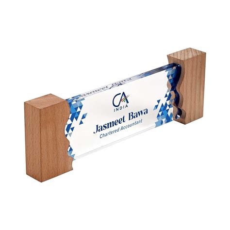 Financial Navigator Desk Name Plate with Wooden Stand | 9x3.5 inch ...