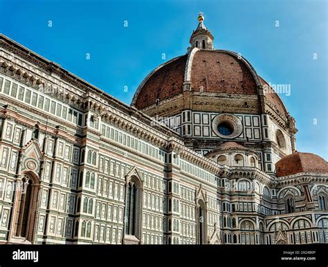 The famous dome, designed by Brunelleschi, of the landmark Duomo cathedral rises above the ...