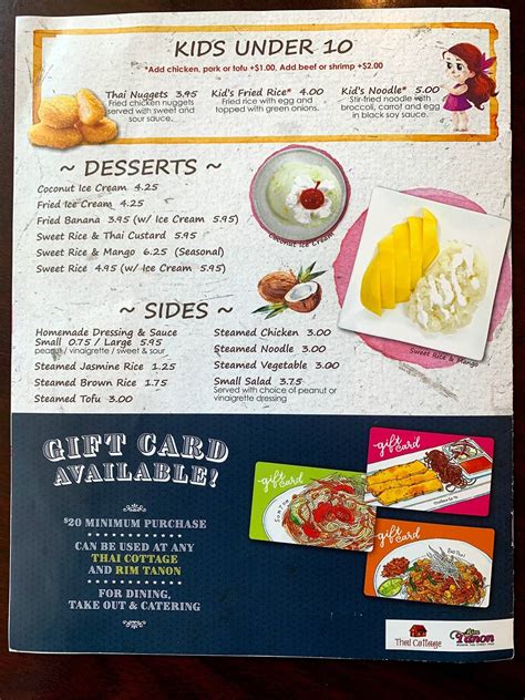 Menu at Thai Cottage Woodlands restaurant, Conroe, College Park Dr