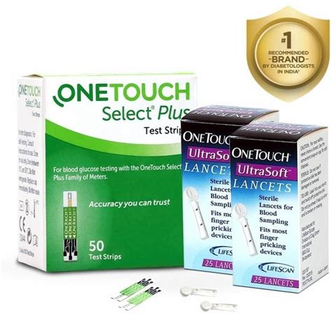 OneTouch Select Plus Test Strips 50 Pack + 2 * 25 Lancets 50 Glucometer ...