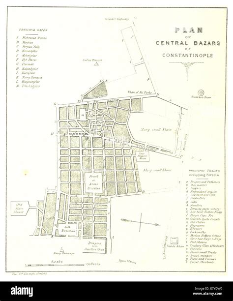 This 1895 plan by Spry illustrates the layout of the central bazaars in Constantinople (modern ...