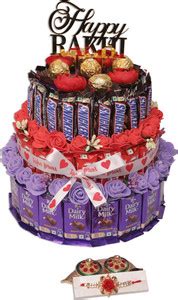 Tasha Forever Rakhi Gift Hamper with 22 Dairymilk,21 Kitkat,22 Snicker ...