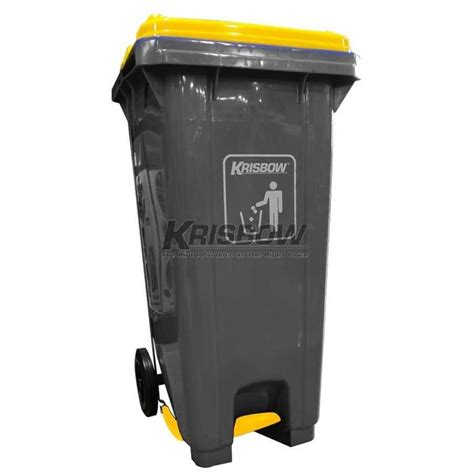 Jual Tempat Sampah Dust Bin Grey 240L Pedal & Yellow LID Krisbow ...