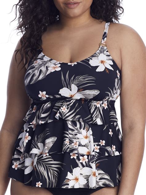 Leilani Womens Plus Size Kauai Breeze Tiered Underwire Tankini Top ...