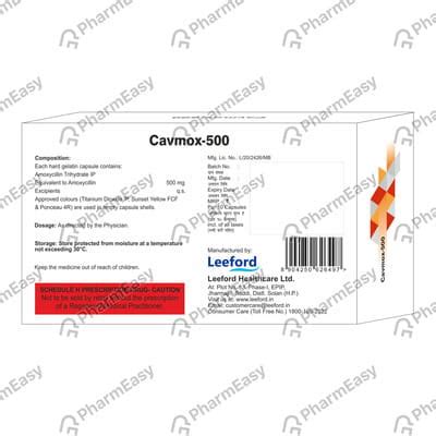 Cavmox 500 MG Capsule (10): Uses, Side Effects, Price & Dosage | PharmEasy