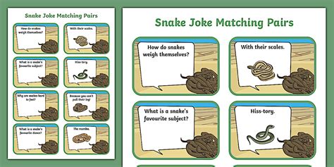 Snake Jokes for Kids Matching Cards