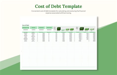 Simple Debt Schedule Template in Excel, Google Sheets - Download ...