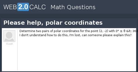 View question - Please help, polar coordinates