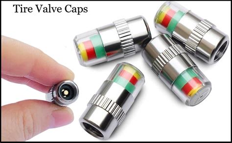 Snevad Aluminum 4 Pcs Car Tire Pressure Monitor Valve Stem Caps Sensor ...