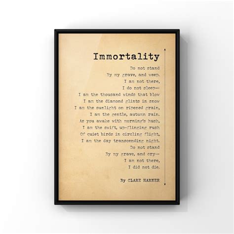 Immortality Poem Do Not Stand at My Grave and Weep Poster Print Funeral ...