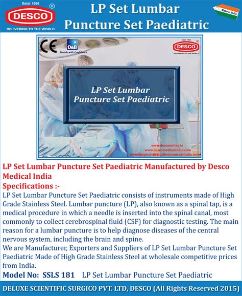 LP Lumbar Puncture Set Paediatric - Manufacturers, Exporters ...