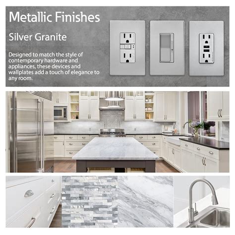 Eaton 2-Gang Midsize Silver Granite Polycarbonate Indoor Screwless ...
