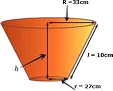 The radii of the circular ends of a solid frustum of a cone are 33 cm ...