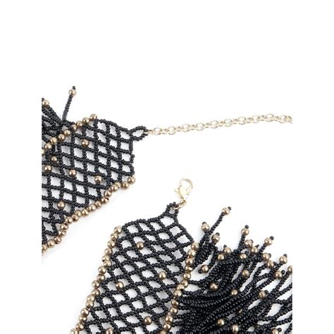 Buy Odette Multi-layered Black And Golden Beaded Choker Necklace Online